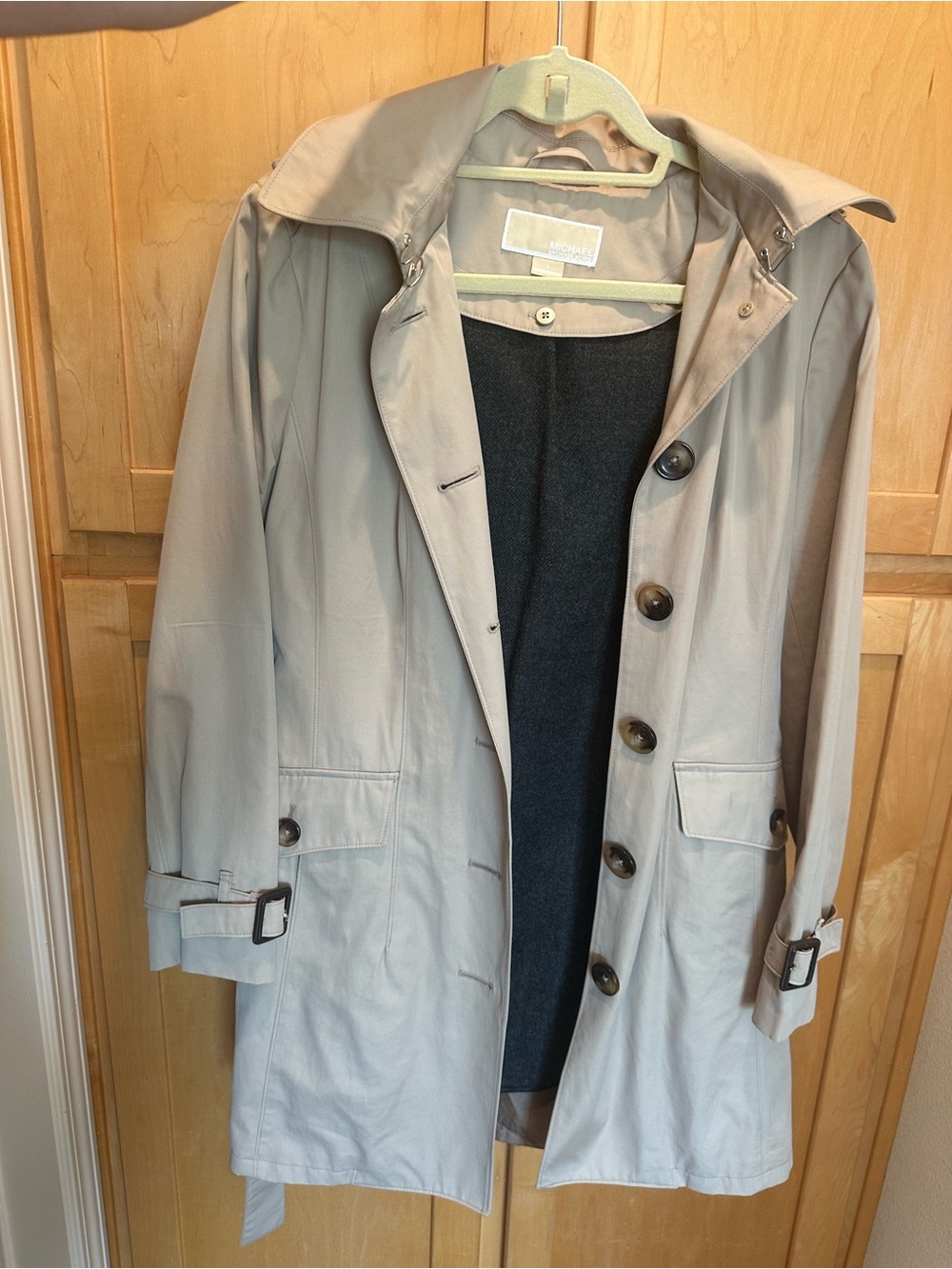 Classic Women's Beige Trench Coat with Button Front